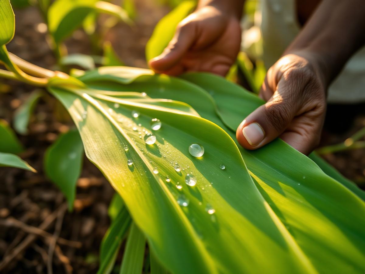 Farmer harvesting moringa leaves